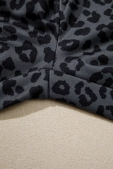Leopard Print Varsity Striped Detail 3/4 Sleeve Top Shift Pant Set - Trendsi - Flyclothing LLC