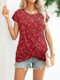Printed Round Neck Short Sleeve T-Shirt - Trendsi