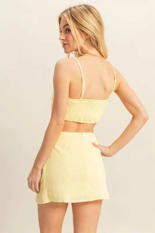 HYFVE Ruched Bra Top and Mini Skirt Set - Trendsi - Flyclothing LLC
