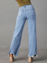 Raw Hem Loose Fit Jeans - Trendsi - Flyclothing LLC
