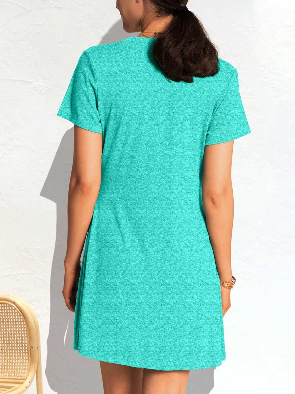 Ruched Short Sleeve Mini Tee Dress - Trendsi - Flyclothing LLC