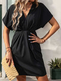 Ruched Short Sleeve Mini Dress - Trendsi - Flyclothing LLC