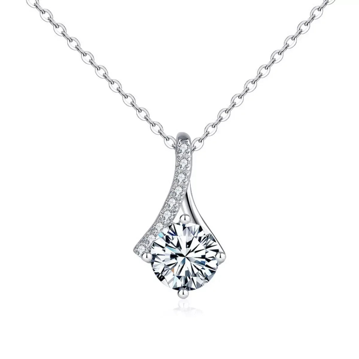 1 Carat Moissanite 925 Sterling Silver Necklace - Trendsi - Flyclothing LLC