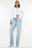 Kancan Distressed High Waist Straight Jeans - Trendsi