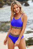 Leopard Trim Scoop Neck Bikini Set - Trendsi - Flyclothing LLC