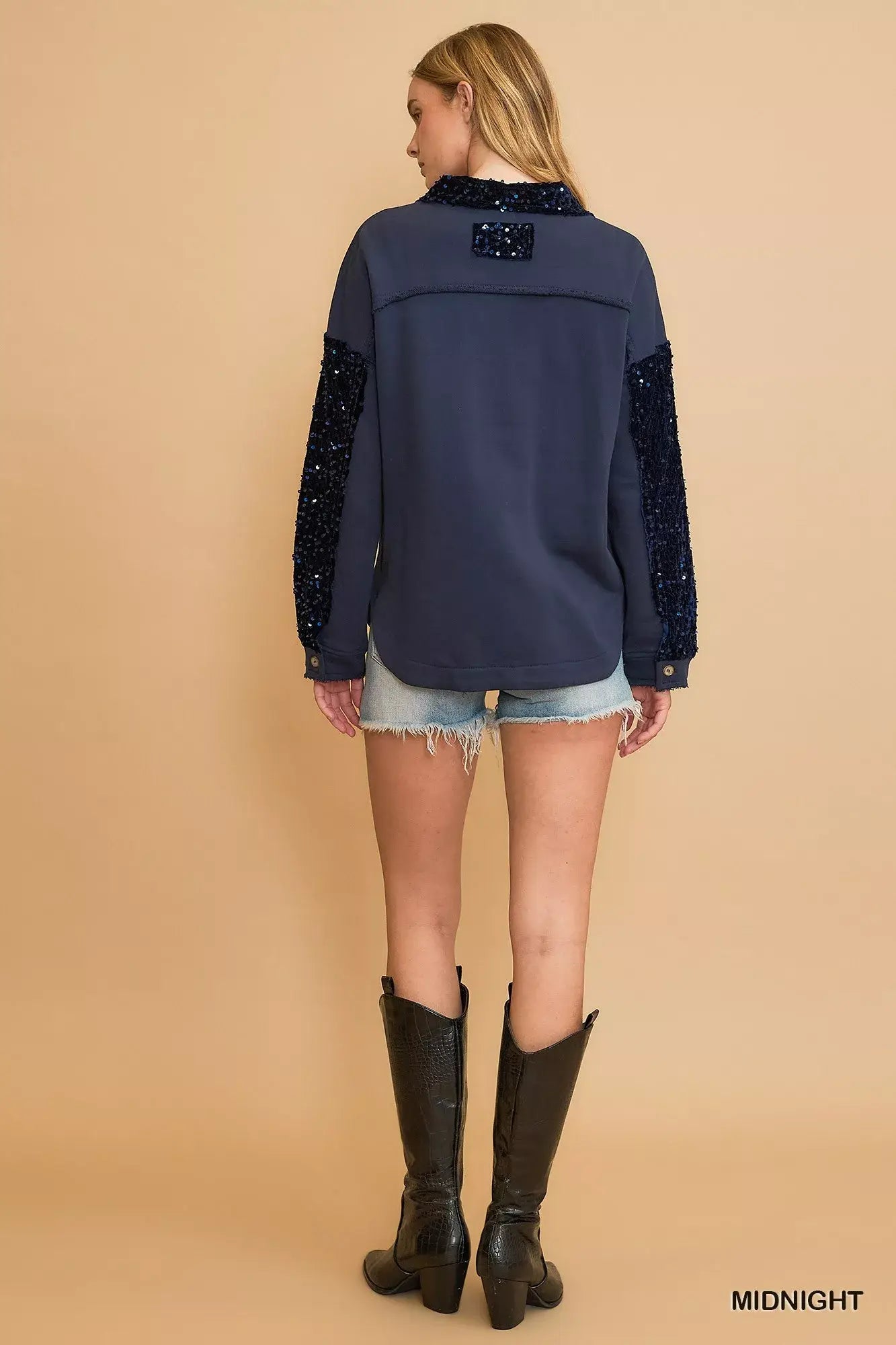 Umgee Sequined French Terry Jacket - Trendsi - Flyclothing LLC