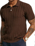 Men's Full Size Button Detail Short Sleeve Polo Plus Size - Trendsi