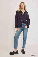 Umgee Hollow Out Button Down Cardigan - Trendsi - Flyclothing LLC