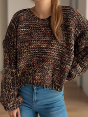Dropped Shoulder Long Sleeve Sweater - Trendsi