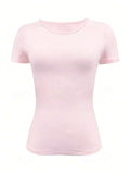 Round Neck Short Sleeve T-Shirt - Trendsi
