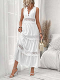 Full Size Lace Detail Tie Back Sleeveless Tiered Dress Plus Size - Trendsi - Flyclothing LLC
