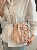 Pleated Bucket Crossbody Bag - Trendsi - Flyclothing LLC