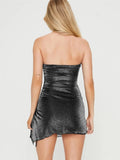 Slit Drawstring Sleeveless Wrap Dress - Trendsi