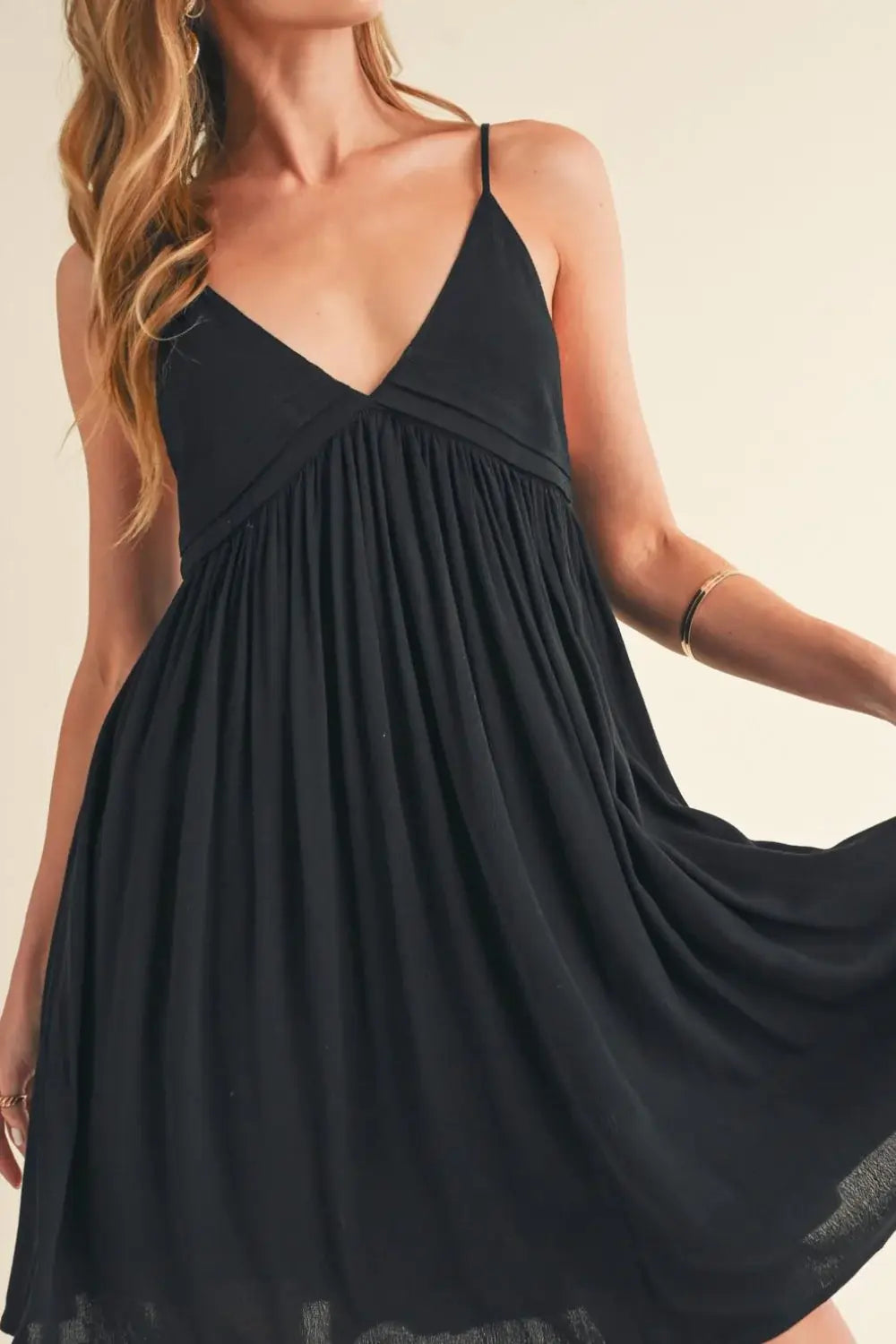 Aemi + Co Ruched Plunge Mini Cami Dress - Trendsi - Flyclothing LLC