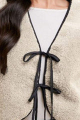 Annie Wear V-Neck Tie Detail Vest Coat - Trendsi - Flyclothing LLC