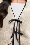 Annie Wear V-Neck Tie Detail Vest Coat - Trendsi