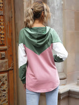 Color Block Casual Long Sleeve Hoodie - Trendsi - Flyclothing LLC