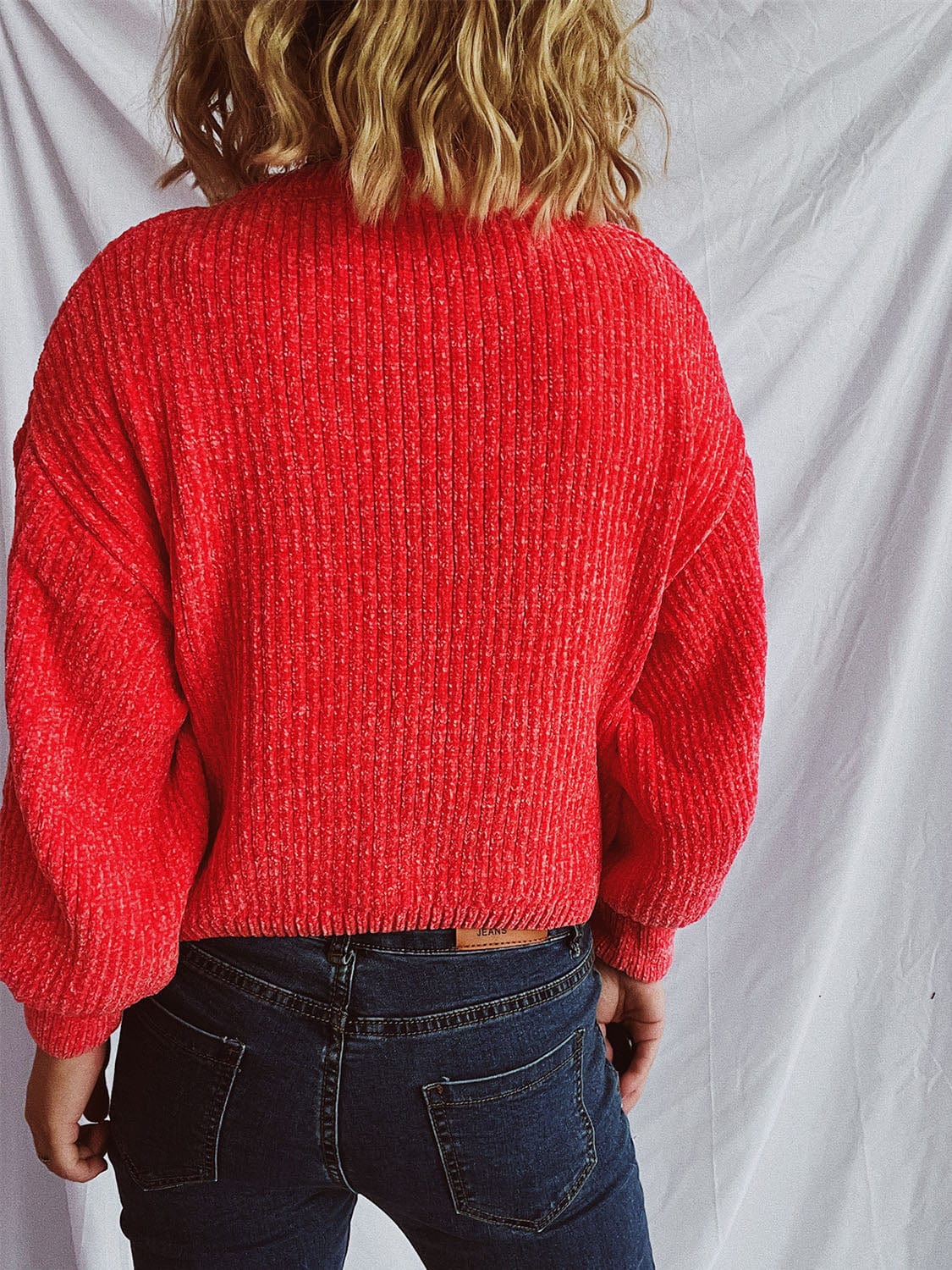 Round Neck Dropped Shoulder Long Sleeve Sweater - Trendsi