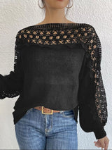 Crochet Long Sleeve Sweater - Trendsi - Flyclothing LLC