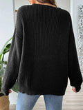 Contrast Dropped Shoulder Long Sleeve Sweater - Trendsi - Flyclothing LLC