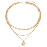 18K Gold-Plated Three Layered Pendant Necklace - Trendsi - Flyclothing LLC