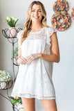 Heimish Full Size Round Neck Cap Sleeve Lace Top - Trendsi