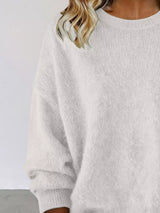 Full Size Round Neck Dropped Shoulder Sweater Plus Size - Trendsi - Flyclothing LLC