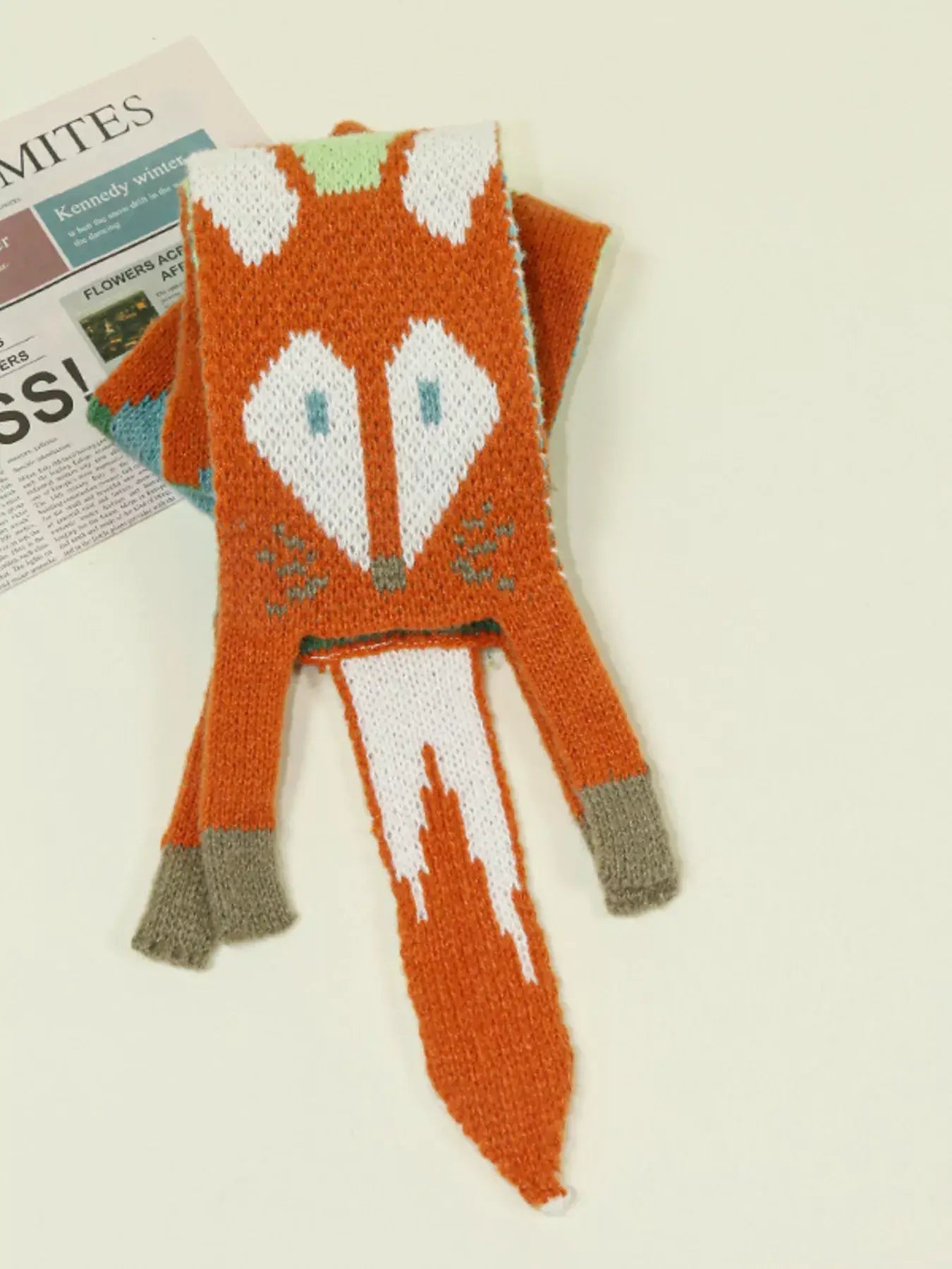 Knitted Fox Pattern Scarf - Trendsi - Flyclothing LLC