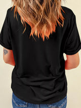 Sequin Love Heart Patched Crew Neck Casual Tee - Trendsi - Flyclothing LLC