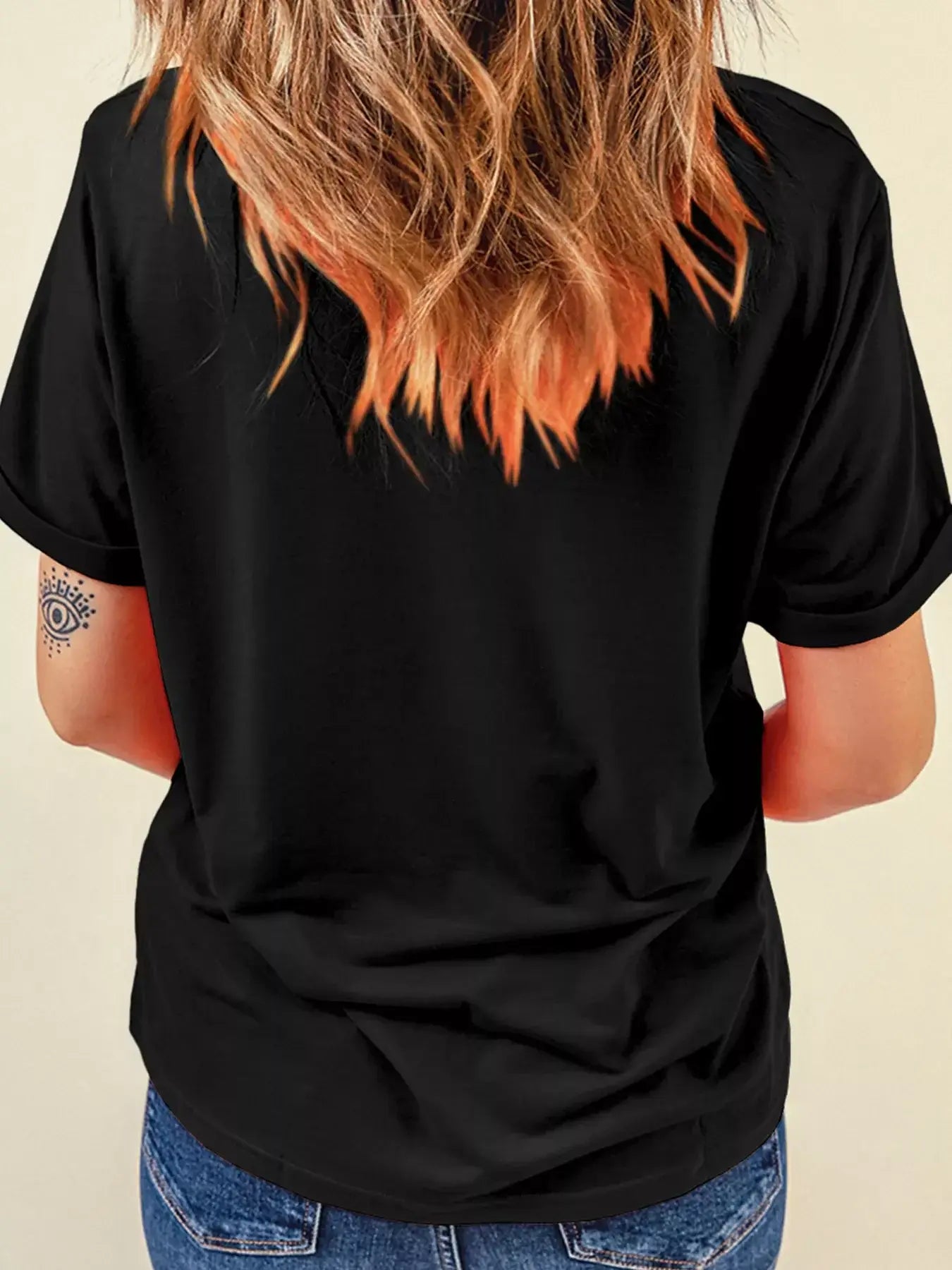 Sequin Love Heart Patched Crew Neck Casual Tee - Trendsi - Flyclothing LLC