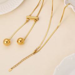 18K Gold-Plated Titanium Steel Hollow Bead Necklace - Trendsi