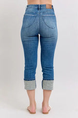 Judy Blue Full Size Skinny Cuff Capris Jeans with Pockets Plus Size - Trendsi - Flyclothing LLC