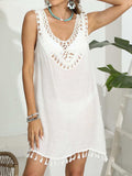 Tassel Scoop Neck Wide Strap Cover-Up - Trendsi - Flyclothing LLC