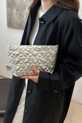 Ruched Heart Clutch with Zipper - Trendsi
