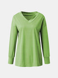Full Size V-Neck Long Sleeve T-Shirt - Trendsi - Flyclothing LLC