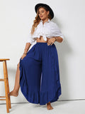 Plus Size Ruffled Wide Leg Pants - Trendsi