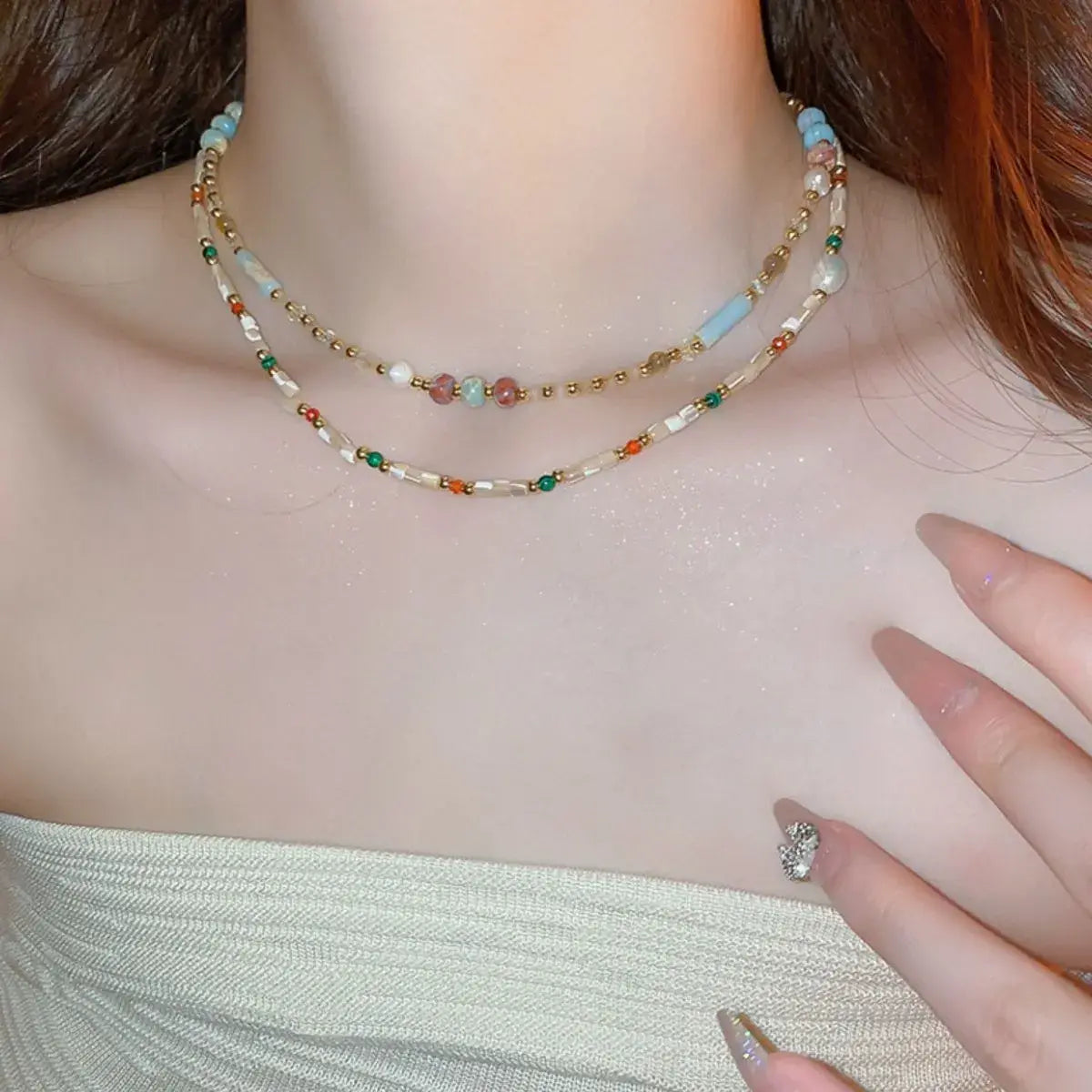 Alloy Pearl Beaded Necklace - Trendsi - Flyclothing LLC