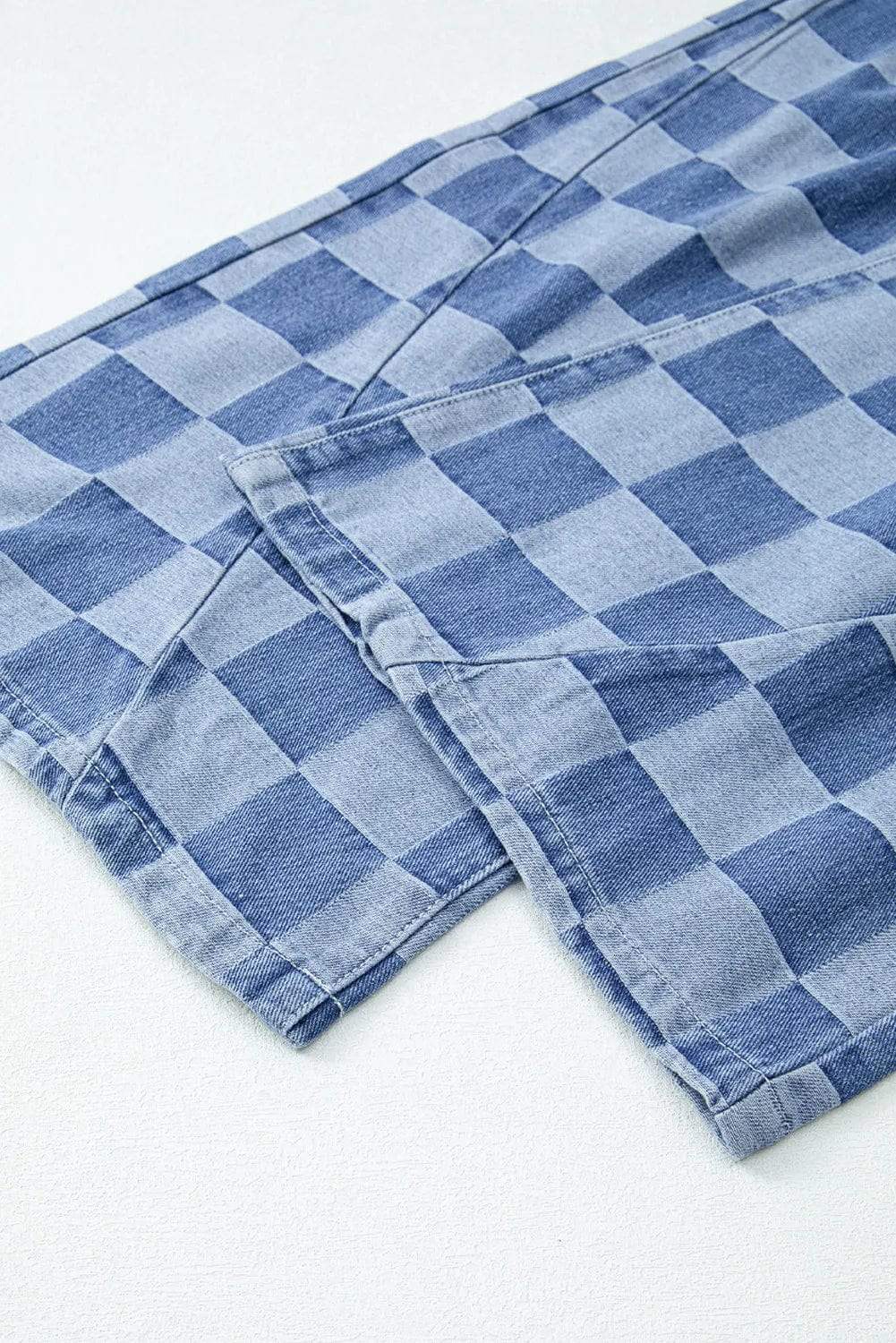 Checkered Wide Leg Jeans with Pockets - Trendsi - Flyclothing LLC