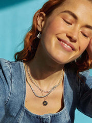 Alloy Inlaid Zircon Sun & Moon Necklace - Trendsi