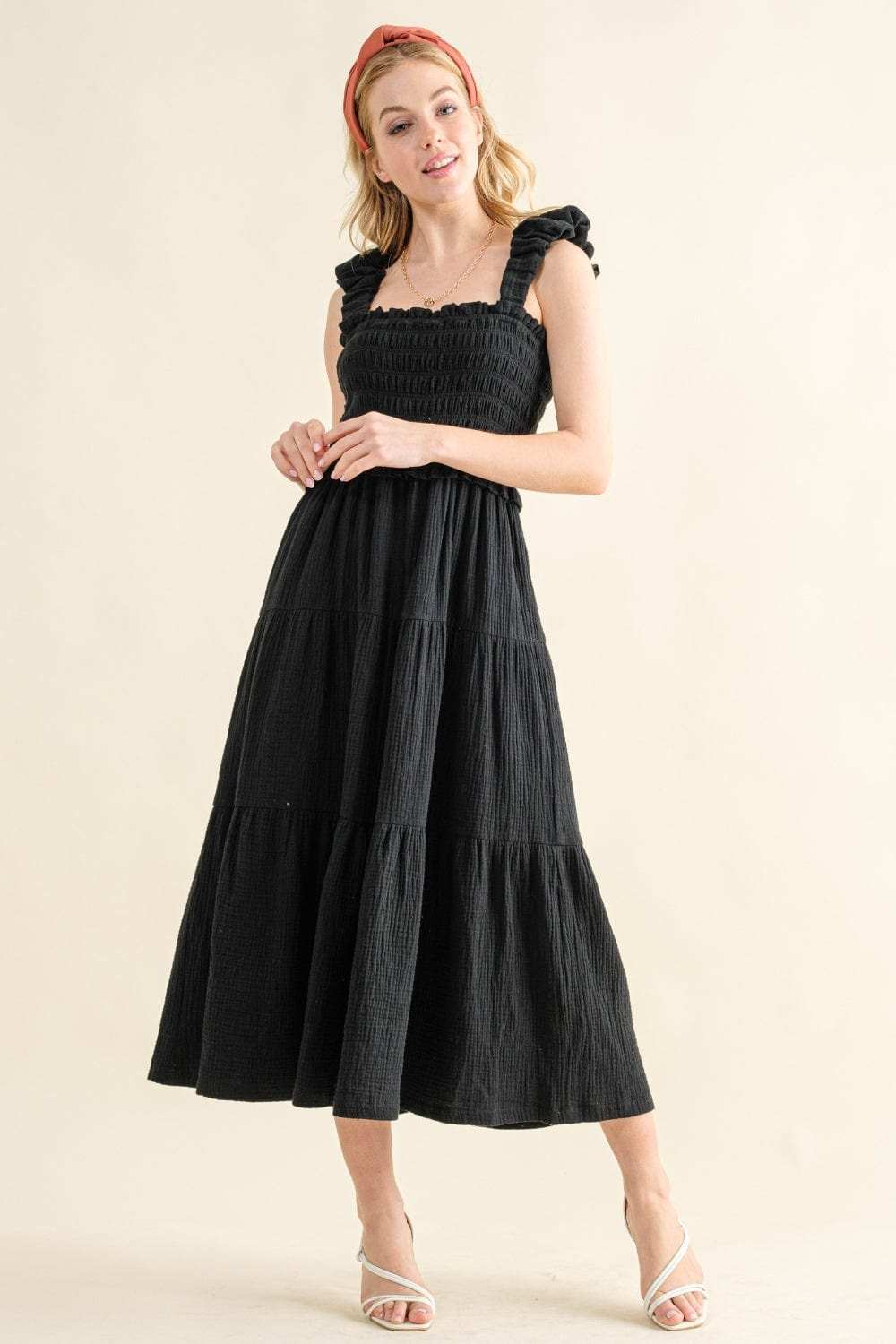 And The Why Smocked Ruffled Tiered Dress - Trendsi - Flyclothing LLC