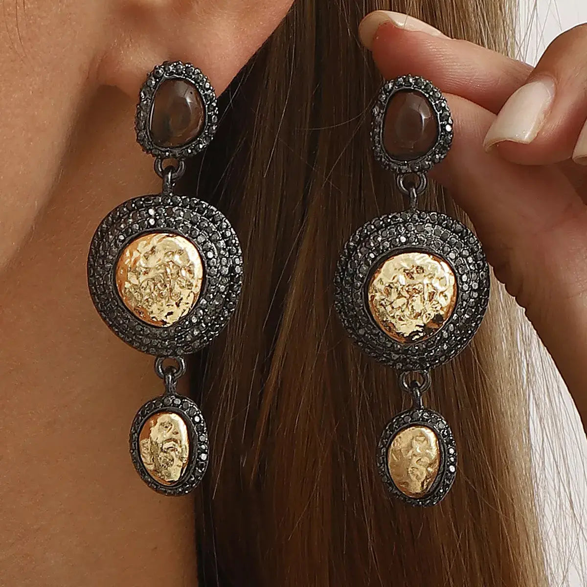 Vintage-Inspired Dangle Earrings with Gold Accents - Trendsi - Flyclothing LLC