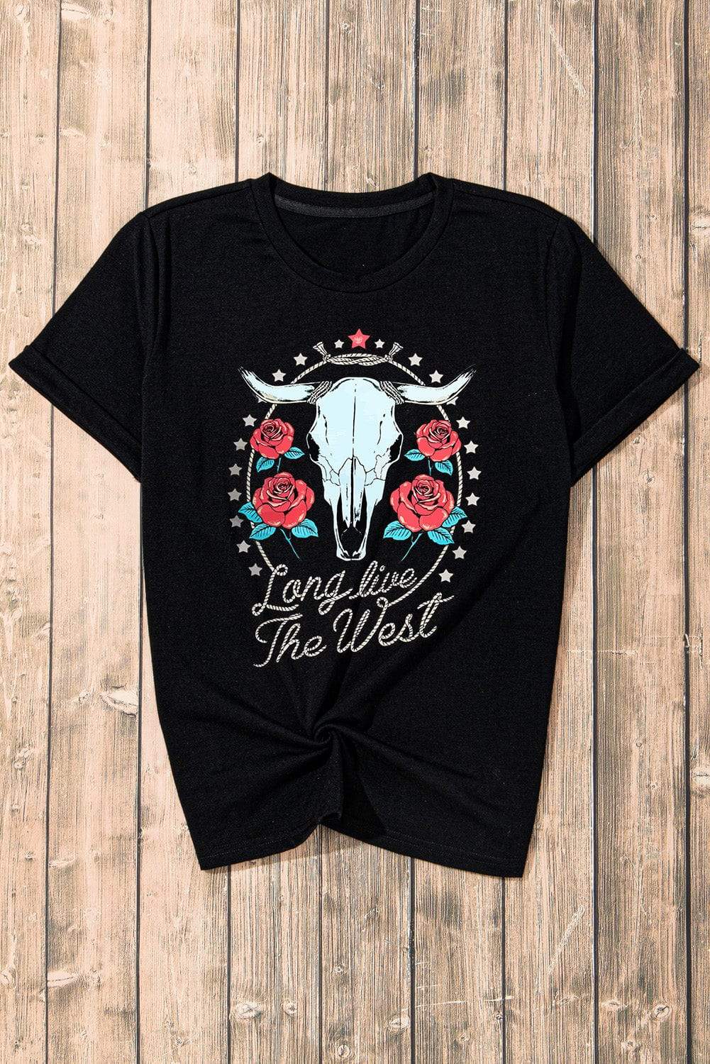 Graphic Round Neck Short Sleeve T-Shirt - Trendsi - Flyclothing LLC