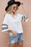 BiBi Triblend Knit Top with Leopard Band Detail - Trendsi