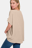 Zenana Full Size Texture V-Neck Short Sleeve Top - Trendsi - Flyclothing LLC