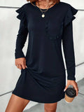 Ruffled Round Neck Long Sleeve Mini Dress - Trendsi - Flyclothing LLC