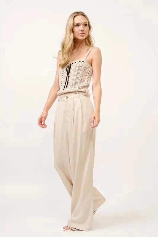 And The Why High-Rise Wide Leg Linen Blended Pants - Trendsi - Flyclothing LLC