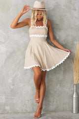 Contrast Trim Square Neck Mini Dress - Trendsi - Flyclothing LLC