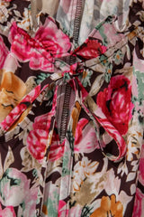 Floral Tie Neck Short Sleeve Blouse - Trendsi - Flyclothing LLC