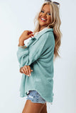 Waffle-Knit Collared Neck Long Sleeve Shirt - Trendsi - Flyclothing LLC