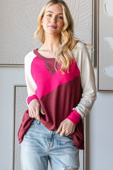 HOPELY Color Block Long Sleeve T-Shirt - Trendsi